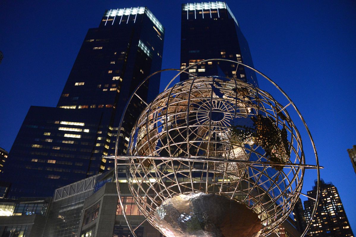 32 Time Warner Center With Steel Globe At Night In New York Columbus Circle